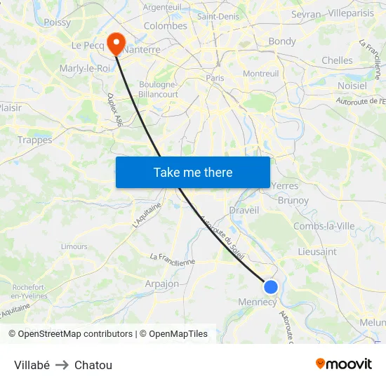 Villabé to Chatou map
