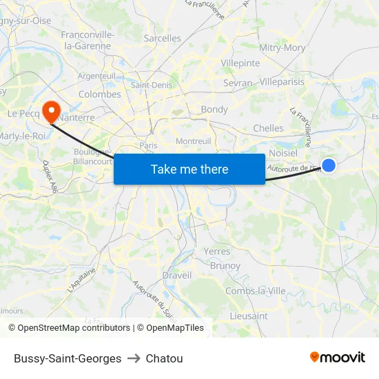 Bussy-Saint-Georges to Chatou map
