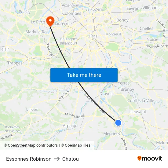 Essonnes Robinson to Chatou map