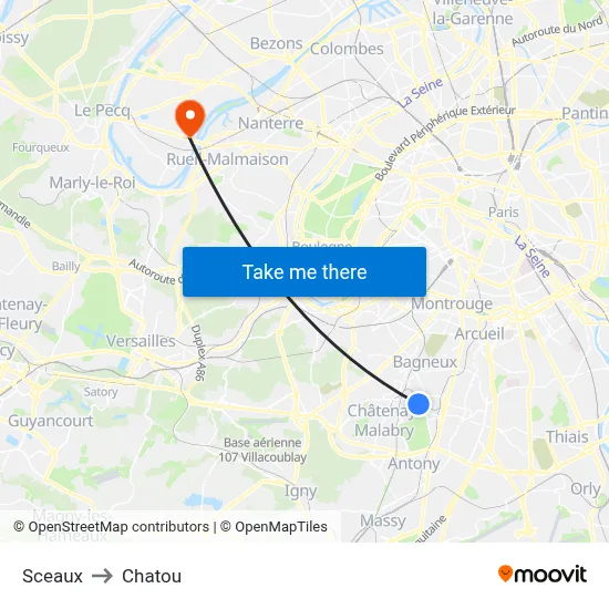 Sceaux to Chatou map