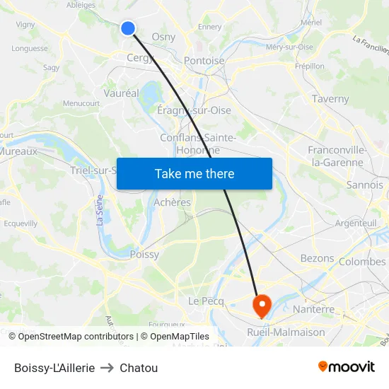 Boissy-L'Aillerie to Chatou map