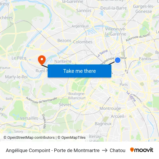 Angélique Compoint - Porte de Montmartre to Chatou map
