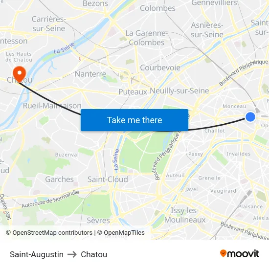 Saint-Augustin to Chatou map