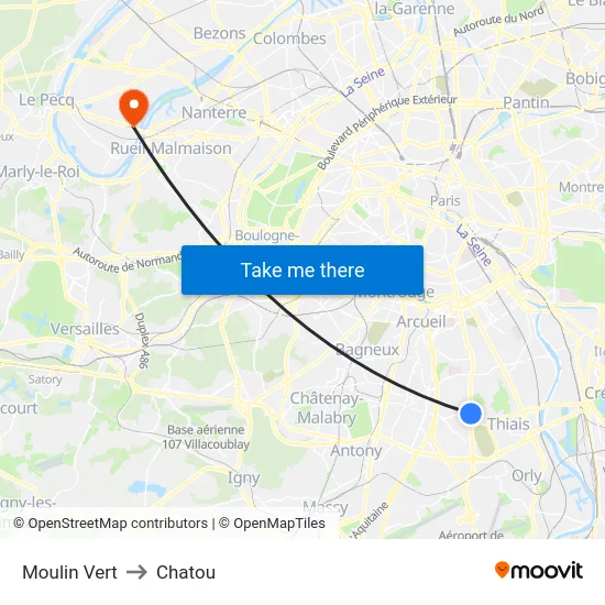 Moulin Vert to Chatou map
