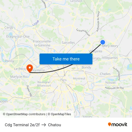 Cdg Terminal 2e/2f to Chatou map