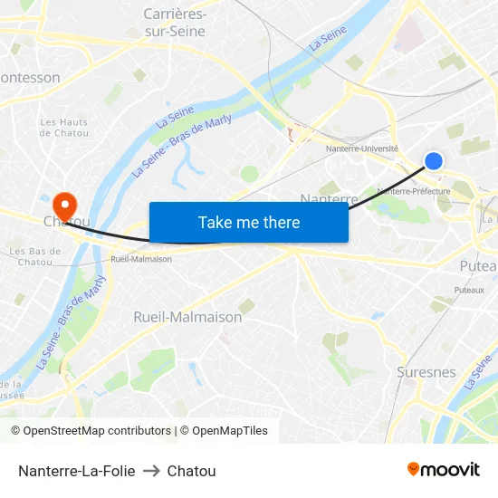 Nanterre-La-Folie to Chatou map