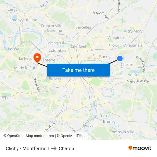 Clichy - Montfermeil to Chatou map