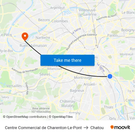 Centre Commercial de Charenton-Le-Pont to Chatou map