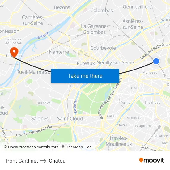 Pont Cardinet to Chatou map