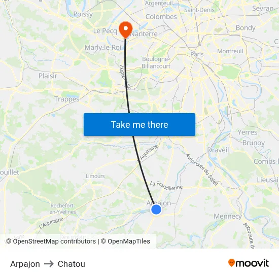 Arpajon to Chatou map