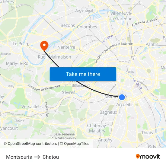 Montsouris to Chatou map