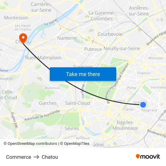 Commerce to Chatou map