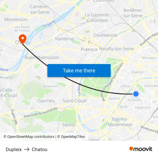 Dupleix to Chatou map