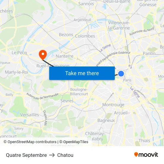 Quatre Septembre to Chatou map