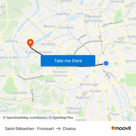 Saint-Sébastien - Froissart to Chatou map