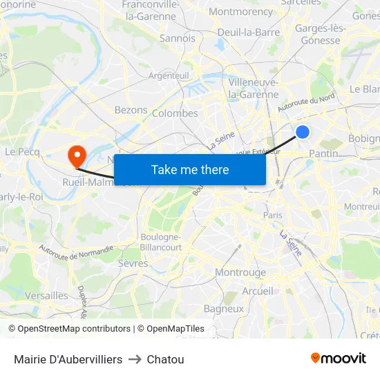 Mairie D'Aubervilliers to Chatou map