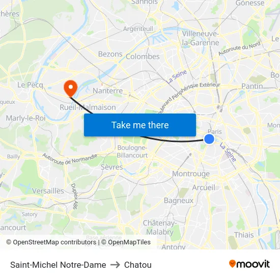 Saint-Michel Notre-Dame to Chatou map
