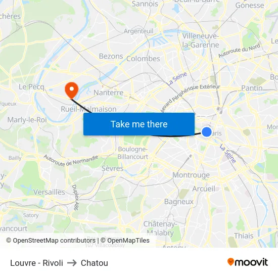 Louvre - Rivoli to Chatou map