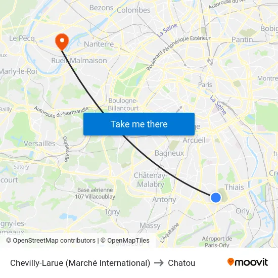 Chevilly-Larue​ (Marché International​) to Chatou map