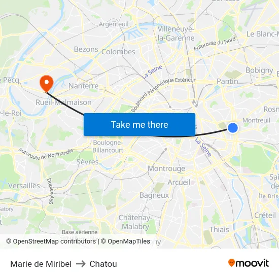Marie de Miribel to Chatou map