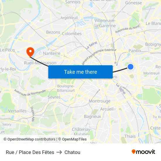 Rue / Place Des Fêtes to Chatou map