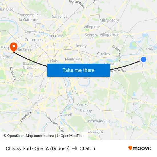 Chessy Sud - Quai A (Dépose) to Chatou map