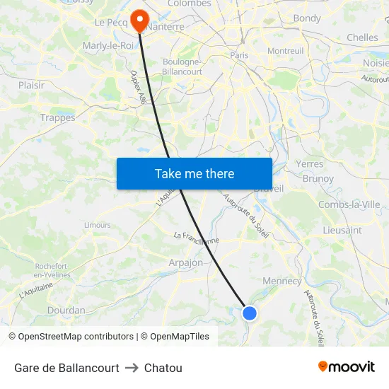Gare de Ballancourt to Chatou map