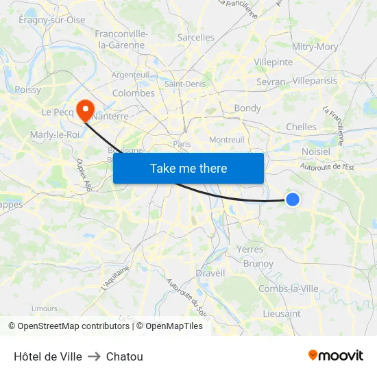 Hôtel de Ville to Chatou map