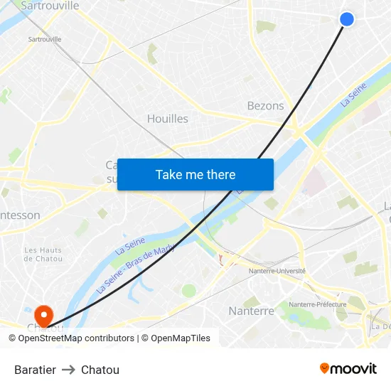 Baratier to Chatou map