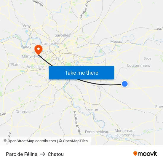 Parc de Félins to Chatou map