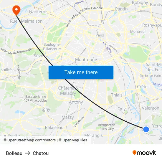 Boileau to Chatou map