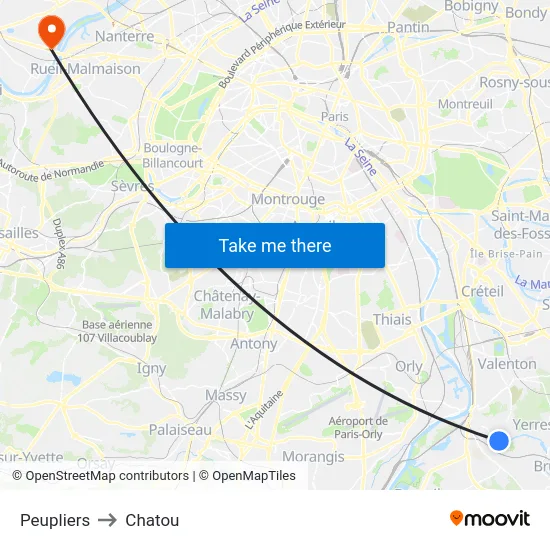 Peupliers to Chatou map