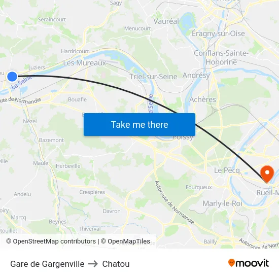Gare de Gargenville to Chatou map