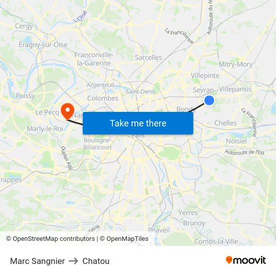 Marc Sangnier to Chatou map