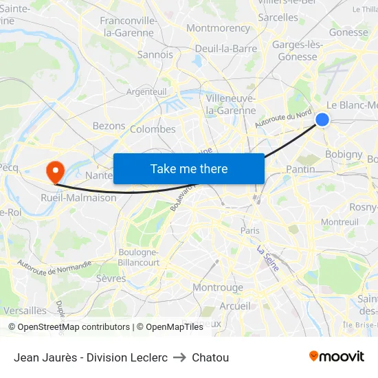 Jean Jaurès - Division Leclerc to Chatou map