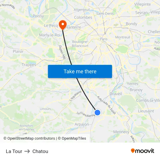 La Tour to Chatou map