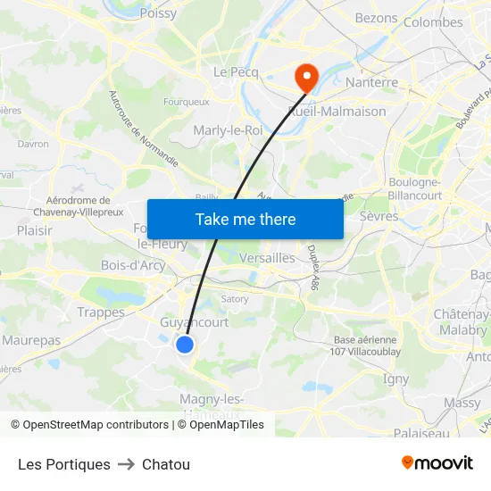 Les Portiques to Chatou map