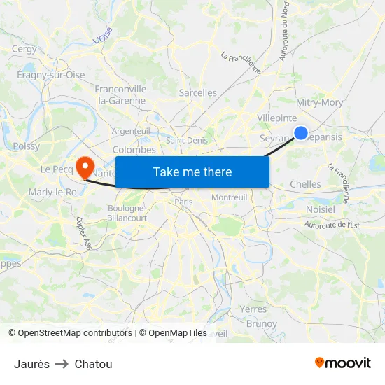 Jaurès to Chatou map