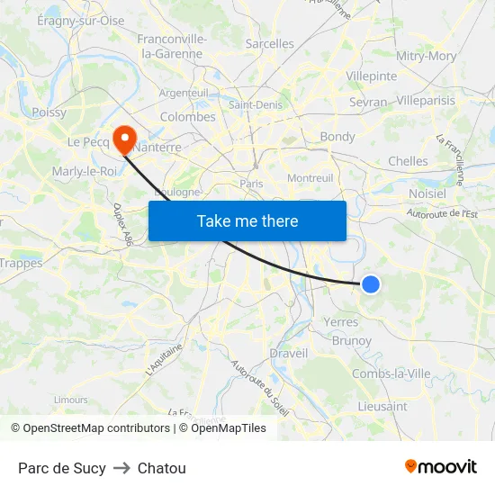Parc de Sucy to Chatou map
