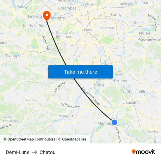 Demi-Lune to Chatou map