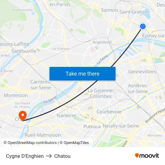 Cygne D'Enghien to Chatou map