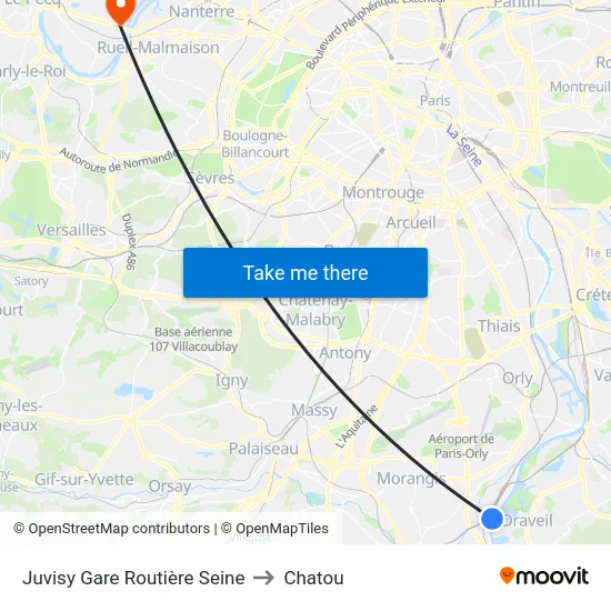Juvisy Gare Routière Seine to Chatou map