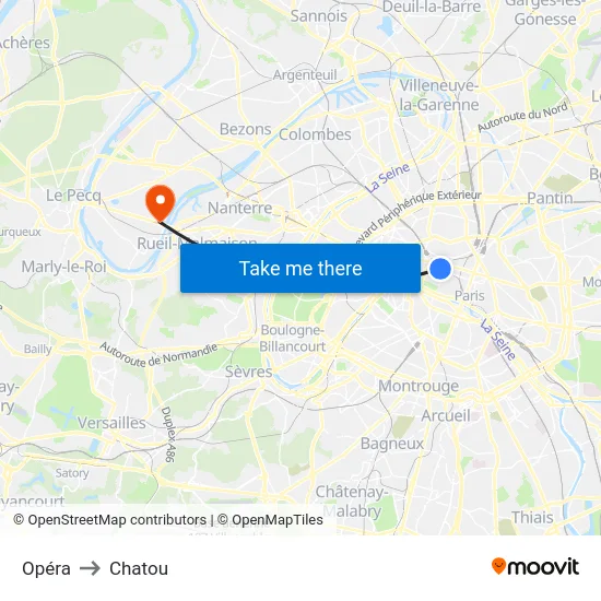 Opéra to Chatou map
