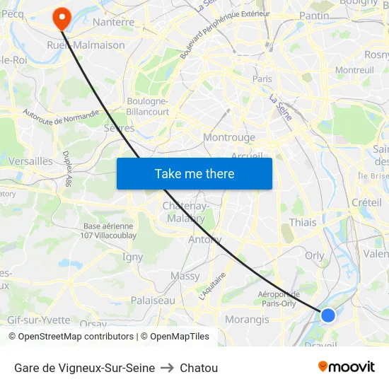 Gare de Vigneux-Sur-Seine to Chatou map