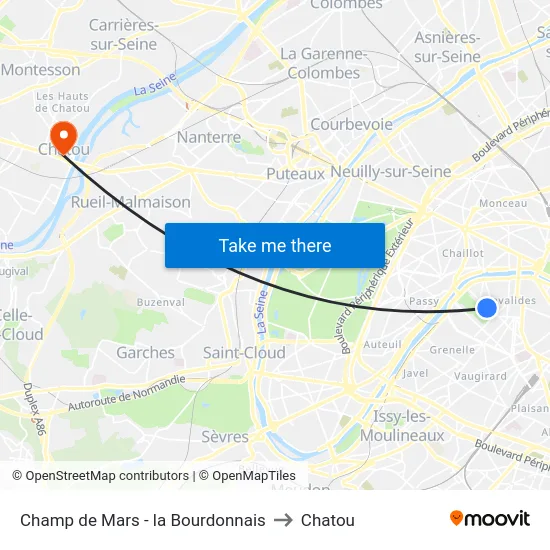 Champ de Mars - la Bourdonnais to Chatou map
