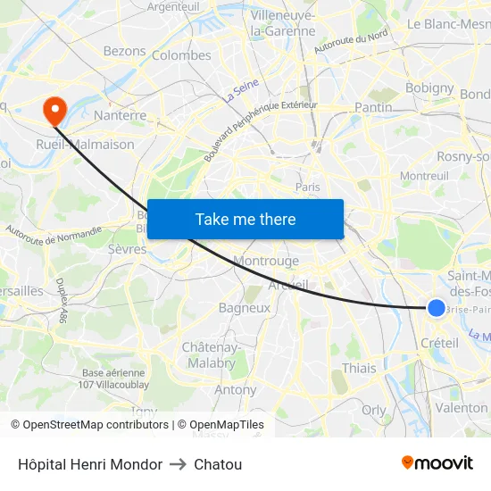 Hôpital Henri Mondor to Chatou map