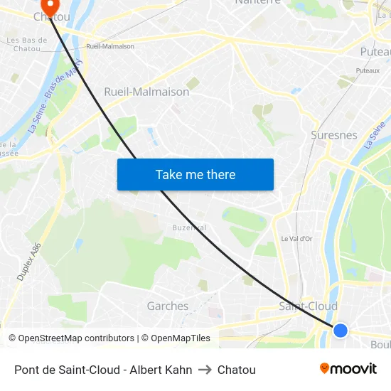 Pont de Saint-Cloud - Albert Kahn to Chatou map