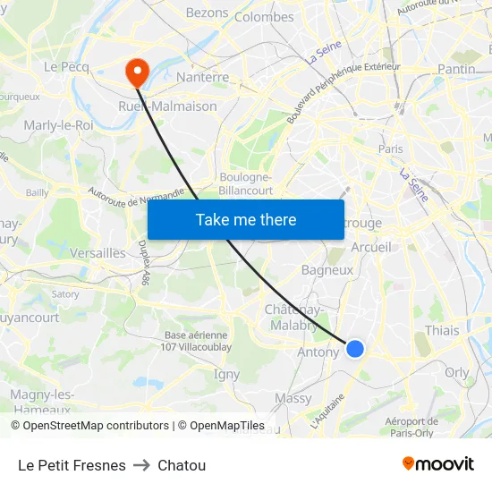 Le Petit Fresnes to Chatou map