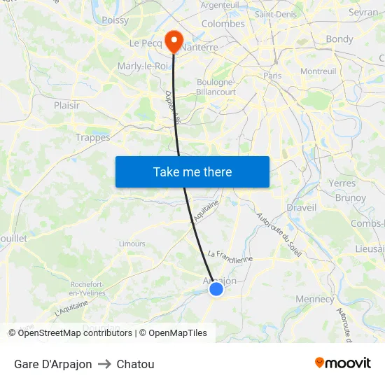 Gare D'Arpajon to Chatou map
