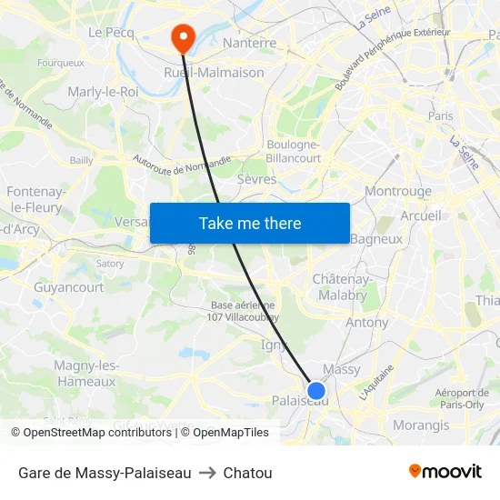Gare de Massy-Palaiseau to Chatou map